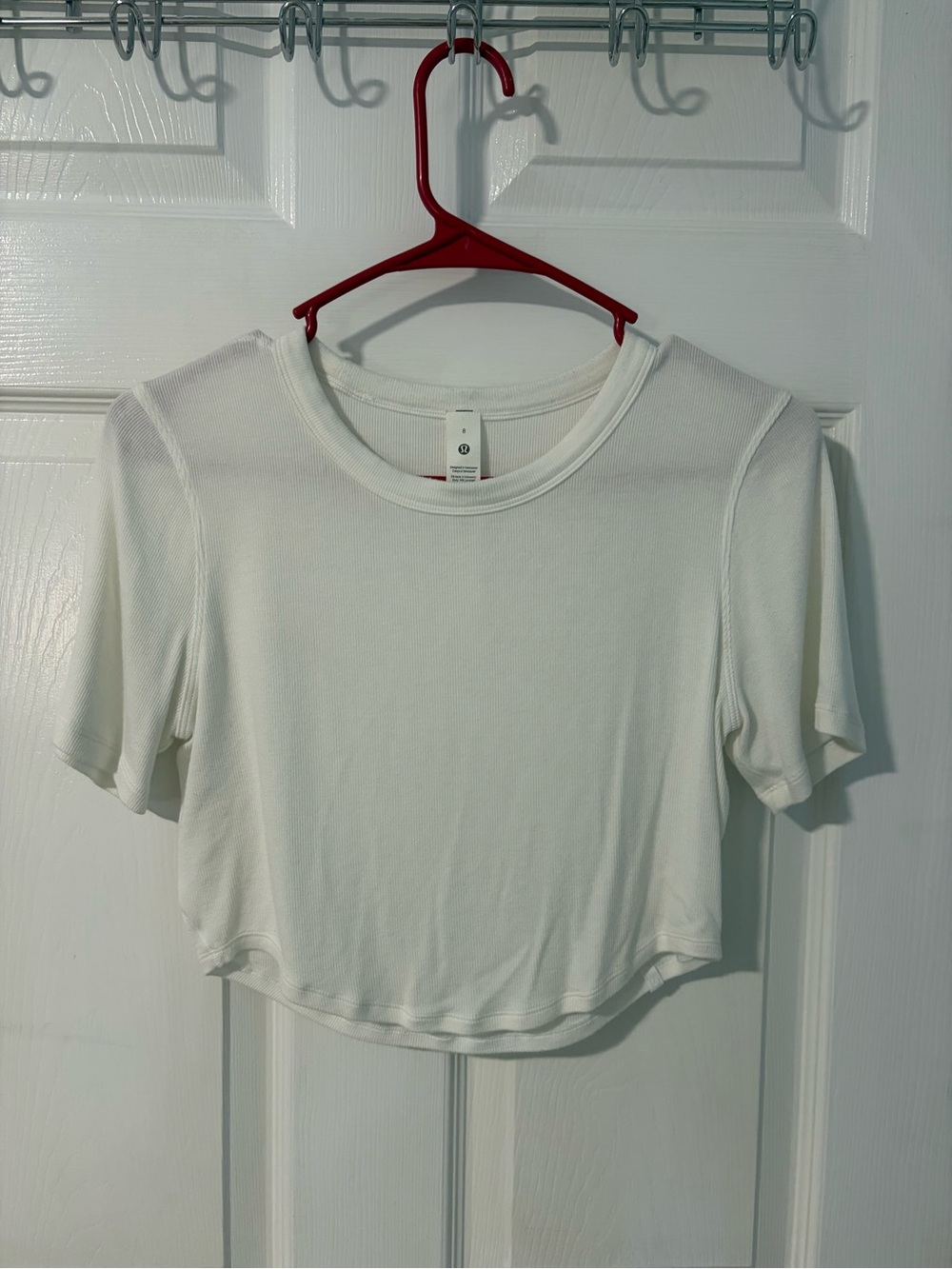 Women's White Lululemon Ribbed Cropped Tee